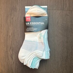Under Armour White & Light Teal No-Show Athletic Socks - 6 Pack